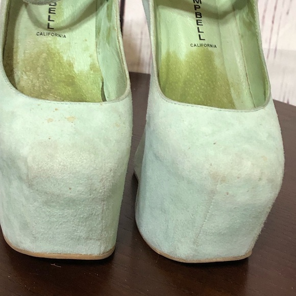 JEFFREY CAMPBELL NIGHT WALK  Mint Green Suede Leather heelless Platforms 7 - Picture 11 of 15